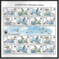 Korea North 2009 WWF Platalea Minor (Spoonbill) Sheet/16 Stamps MUH 19-11
