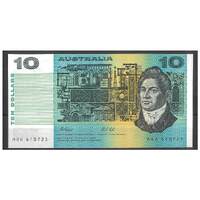Australia 1991 $10 Banknote Fraser/Cole No Plate Letter Last Prefix MRR R313bL UNC #4-69