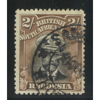 Rhodesia 1913 KGV 2/- Stamp Admiral p15 Black and Brown SG218 Fine Used 33-2