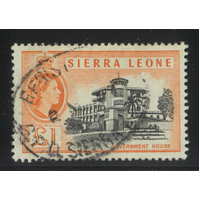Sierra Leone 1956 QEII £1 Stamp Government House SG222 Fine Used 33-3