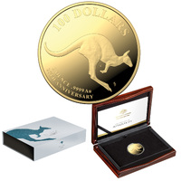 Australia 2023 Kangaroo 30th Anniversary $100 1oz Fine Gold 'C' Mintmark Proof Coin