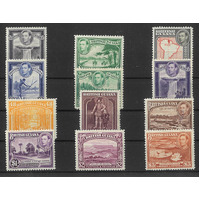 British Guiana 1938-52 KGVI Pictorial Simplified 12 Stamps SG308a/19 MLH 33-9
