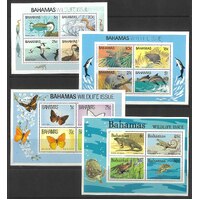 Bahamas 1981-84 Wildlife Series of 4 Mini Sheets Mint Unhinged 33-17