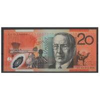Australia 2002 $20 Polymer Banknote Macfarlane/Henry First Prefix AA02 R420aF UNC #20-70