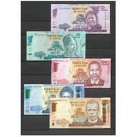 Malawi 2014-16 Set of 5 Banknotes 20-50-100-200-500 Kwacha UNC