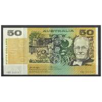 Australia 1975 $50 Banknote Knight/Wheeler R506b Side Thread gVF/aEF #50-2