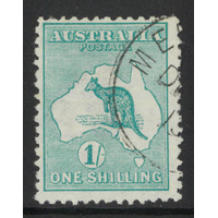 Australia Kangaroo & Map 1st WMK (Inverted) 1/- Blue-Green Stamp SG 11w CTO