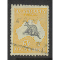 Australia Kangaroo & Map 2nd WMK 5/- Deep Grey & Yellow Stamp SG30 Parcel Cancel Used