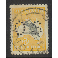 Australia Kangaroo & Map 2nd WMK 5/- Grey & Yellow Stamp Perf OS SGO37 Fine Used
