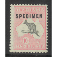 Australia Kangaroo & Map Small Multi WMK 10/- Grey/Pale Pink Stamp Specimen MLH