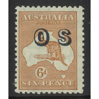 Australia Kangaroo & Map CofA WMK 6d Pale Chestnut Stamp opt OS SGO133 MUH