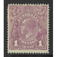 Australia KGV Single Crown WMK 1d Violet Stamp SG57 with Variety "RUN N" BW 76A(4)vb MLH