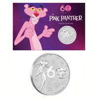 Pink Panther™ 60th Anniversary 2024 Tuvalu $1 1oz Silver Coin in Card