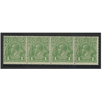 Australia KGV Small Multi WMK p13½x12½ 1d Moss Green Strip/4 Stamps SG95/95a MUH