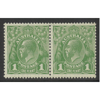 Australia KGV Small Multi WMK p13½x12½ 1d Moss Green Pair Stamps DieI/II MUH