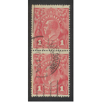 Australia KGV Single Crown WMK Carmine Vertical Pair Stamps BW 71(4)ia Used