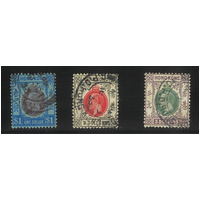 Hong Kong 1921-26 KGV Multi Script WMK 3 Stamps SG129/31 Good/Fine Used 29-2