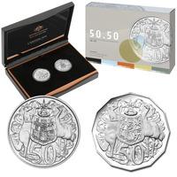 Australia 2015 50th Anniversary Of The Royal Australian Mint 1966-2015 2 Coin Set