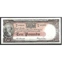 Commonwealth of Australia 1954 £10 Banknote Coombs/Wilson R62 aUNC/UNC #P-22