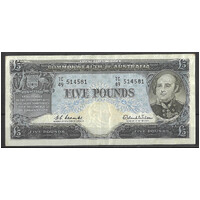 Commonwealth of Australia 1960 £5 Banknote Coombs/Wilson R50 aVF/VF #P-25