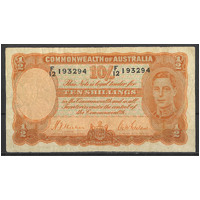 Commonwealth of Australia 1939 Ten Shillings Banknote Sheehan/Macfarlane R12 aF #P-32