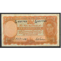 Commonwealth of Australia 1942 Ten Shillings Banknote Armitage/Macfarlane R13 F #P-32