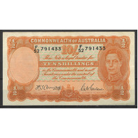 Commonwealth of Australia 1942 Ten Shillings Banknote Armitage/Macfarlane R13 aVF #P-33