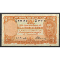 Commonwealth of Australia 1949 Ten Shillings Banknote Coombs/Watt R14 F #P-35