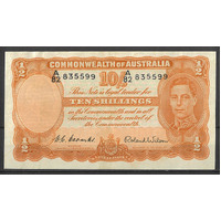 Commonwealth of Australia 1952 Ten Shillings Banknote Coombs/Wilson R15 aEF/EF #P-41