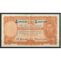 Commonwealth of Australia 1952 Ten Shillings Banknote Coombs/Wilson R15 EF/EF+ #P-42