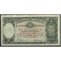 Commonwealth of Australia 1938 £1 Banknote Sheehan/Macfarlane R29 F* #P-52