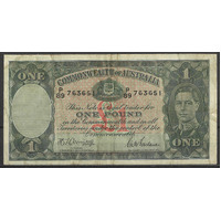 Commonwealth of Australia 1942 £1 Banknote Armitage/Macfarlane R30a F #P-53