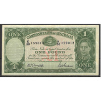Commonwealth of Australia 1942 £1 Banknote Armitage/Macfarlane R30b aVF (pressed) #P-58