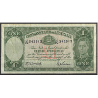 Commonwealth of Australia 1942 £1 Banknote Armitage/Macfarlane R30b F/gF #P-58