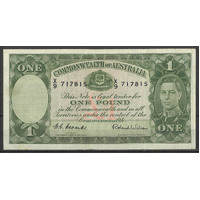 Commonwealth of Australia 1952 £1 Banknote Coombs/Wilson R32 aVF #P-63