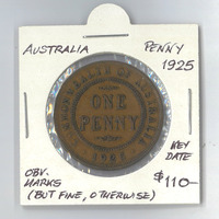 Australia 1925 Penny Fine Condition - Scarce (Key Date)