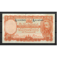 Commonwealth of Australia 1936 Ten Shillings Banknote Riddle/Sheehan aVF R11 #P-39