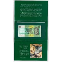 Australia $2 Two Dollars Paper Banknote UNC in Collector Folder with Envelope