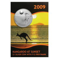 Australia 2009 $1 Kangaroo At Sunset F12 Privy mark 1oz Silver UNC
