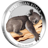 Australia 2012 $1 American Numismatic Association Philadelphia Australian Outback Koala 1oz Silver Coloured Proof Coin 