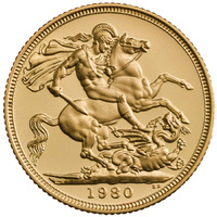 UK 1980 Elizabeth II Gold Sovereign Proof Coin in Original Box with CofA