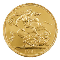 UK 1981 Elizabeth II Gold Sovereign Proof Coin in Original Box with CofA