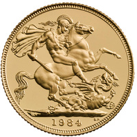 UK 1984 Elizabeth II Gold Sovereign Proof Coin in Original Box with CofA