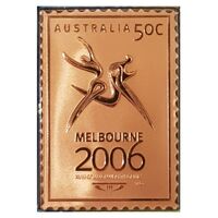 AUSTRALIA 2006 COMMONWEALTH GAMES MELBOURNE LOGO STAMP BRONZE INGOT CARDED