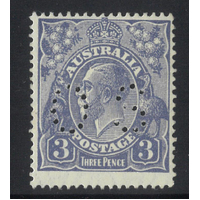 Australia KGV Small Multi Inverted WMK p14 3d Blue Stamp OS SG O93w MUH #AUBK