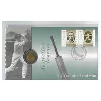Australia 1997 Sir Donal Bradman Australian Legends Stamps & $5 Coin PNC