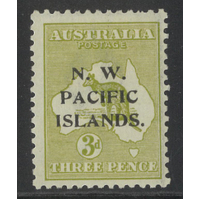 New Guinea N.W.P.I. 1919 Kangaroo 3rd WMK 3d Stamp Olive Die I SG109 MLH #AUBK