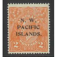 New Guinea N.W.P.I. 1922 KGV Single Crown WMK 2d Stamp Orange SG121 MLH #AUBK