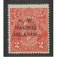 New Guinea N.W.P.I. 1922 KGV Single Crown WMK 2d Stamp Scarlet SG122 MLH #AUBK
