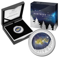 Australia 2016 $5 Northern Sky - Cassiopeia Domed Silver Proof 1oz Coloured Coin